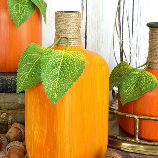 Cute Painted Bottle To Look Like A Pumpkin, Various Sizes And Shapes