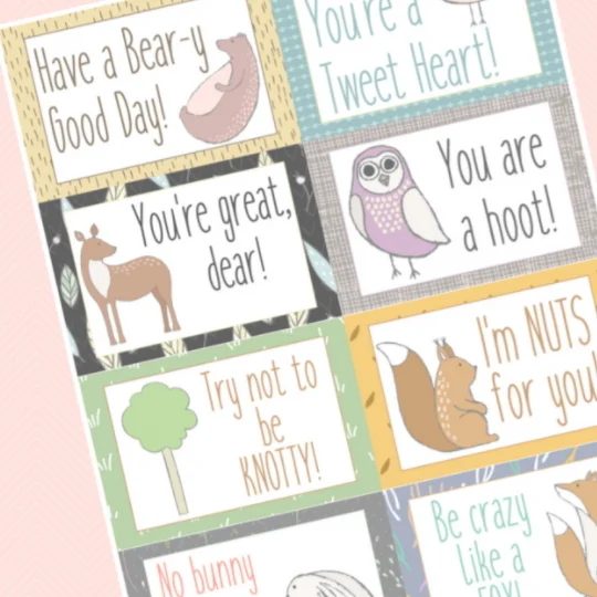 Safari Printable Lunch Box Notes