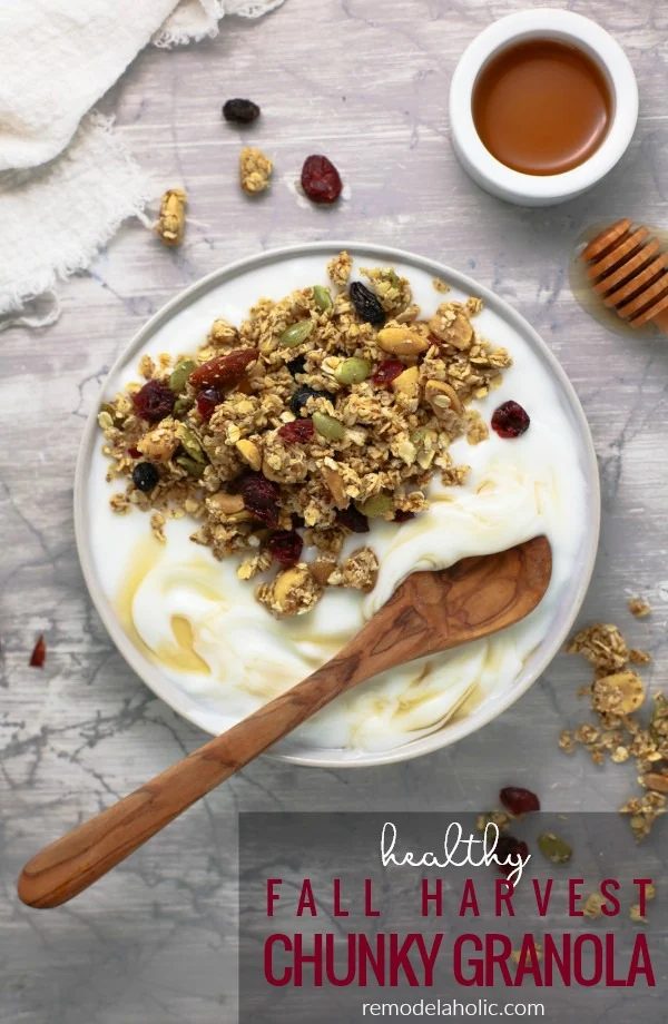 Best Healthy Homemade Granola Recipe Fall Harvest Chunky Granola How To Make Granola At Home #Bekob