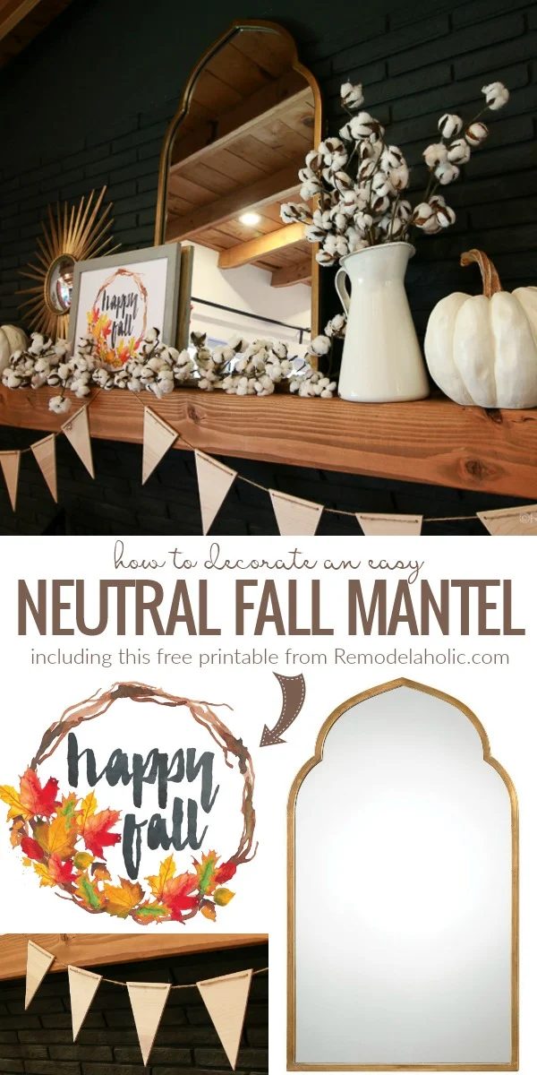 How To Decorate A Neutral Fall Mantel Including A Free Watercolor Fall Printable @Bekob