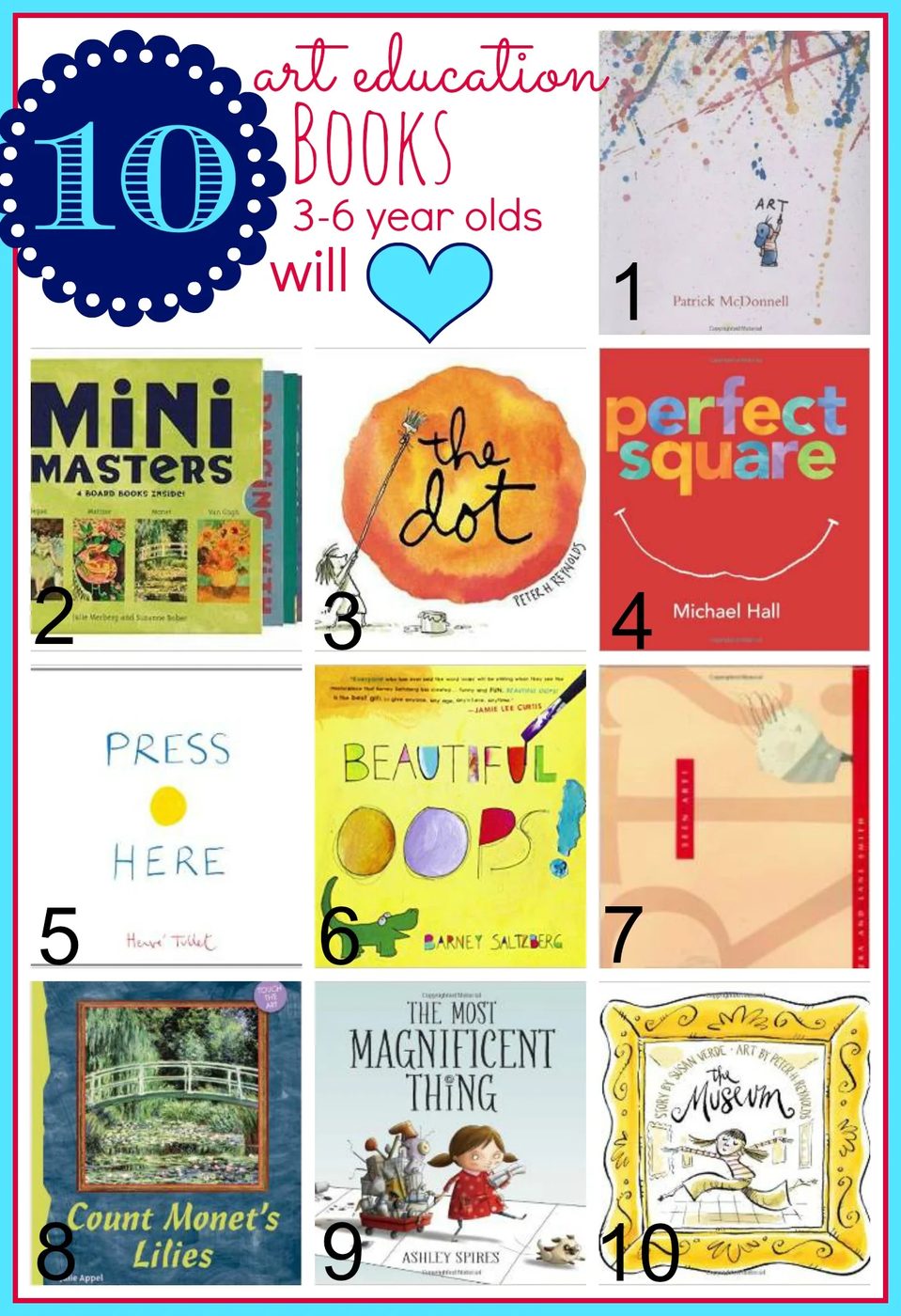 Learning with your child can be fun. Teach them in a variety of ways. Teach about art and reading with these 10 Art Education Books 3-6 Year Olds Will Love - Tipsaholic, #art, #edu