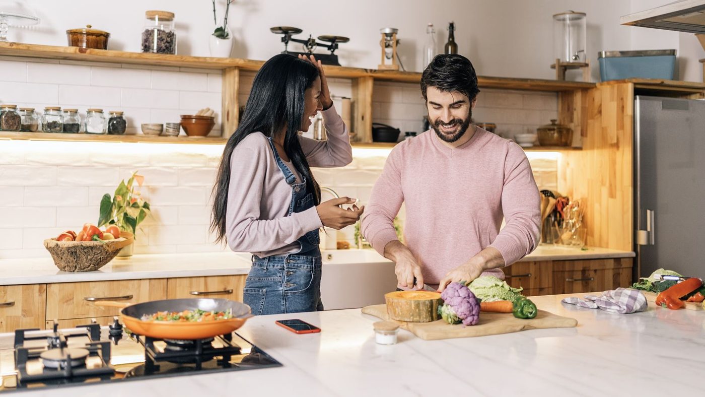 Couple Happy Kitchen