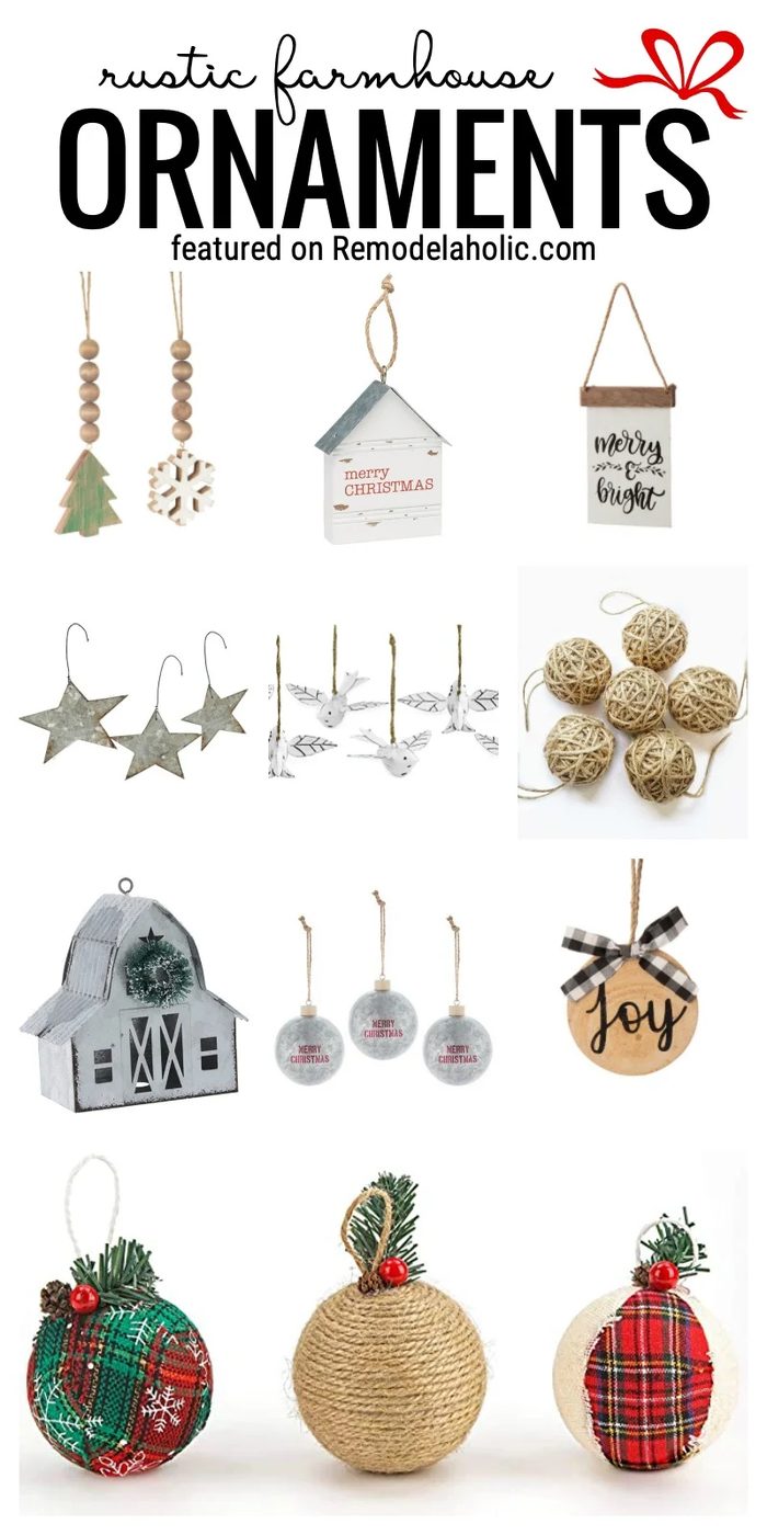Get A Farmhouse Look For Your Christms Tree This Year With Our go-to Rustic Farmhouse Style Ornaments Featured On Bekob.com