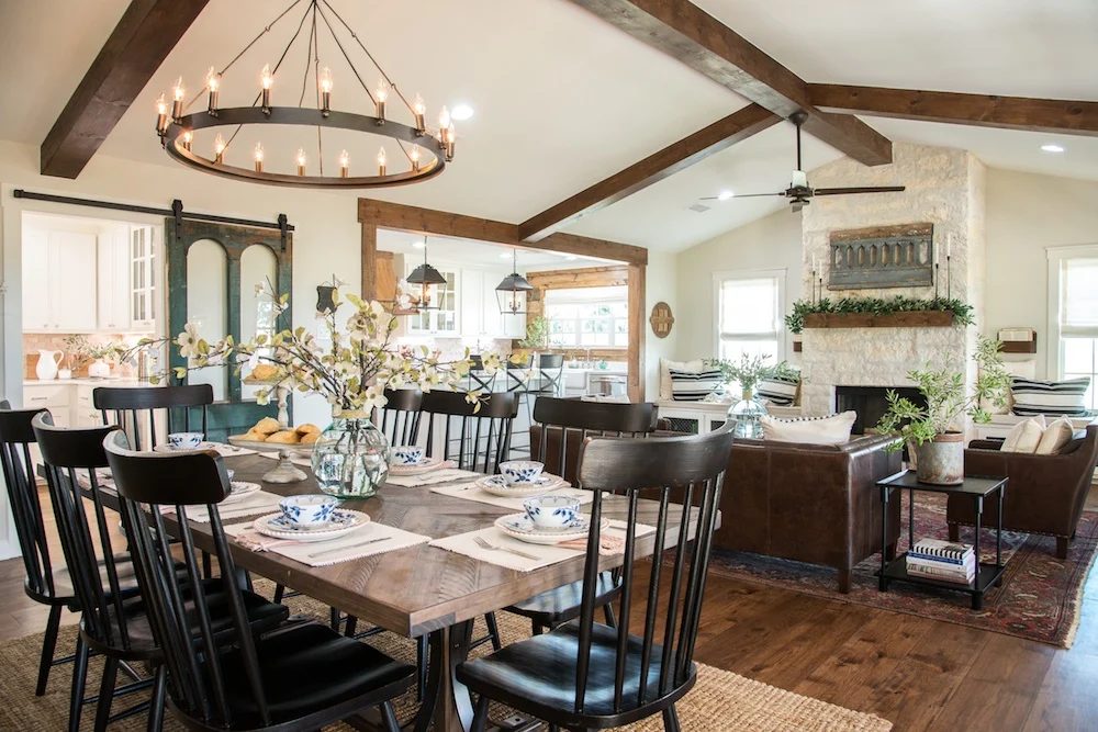 Get This Look Fixer Upper Big Country House Living And Dining Rooms