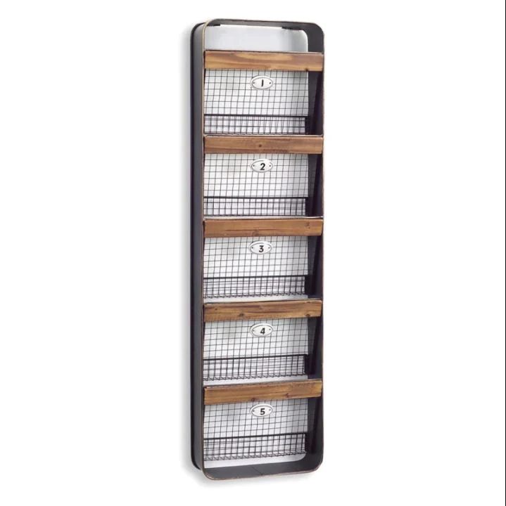 Farmhouse Homework Station 10 Wall Basket Shelf