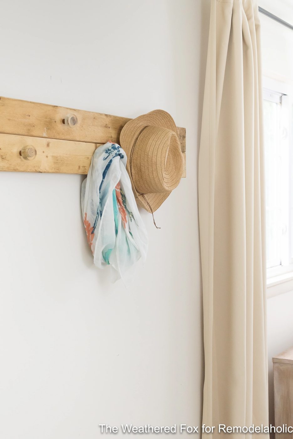 The Weathered Fox Farmhouse Wall Rack. Rustic wall organizer for bedroom. Keep the clutter off the floor