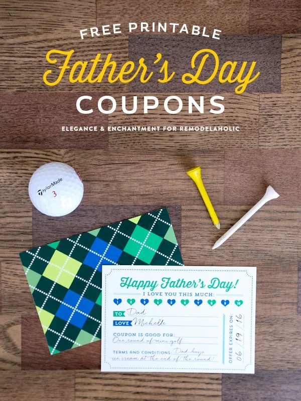Free Printable Coupons for Father’s Day! Print a bunch and present dad with a meaningful and unique gift. // Design by Elegance & Enchantment for Bekob