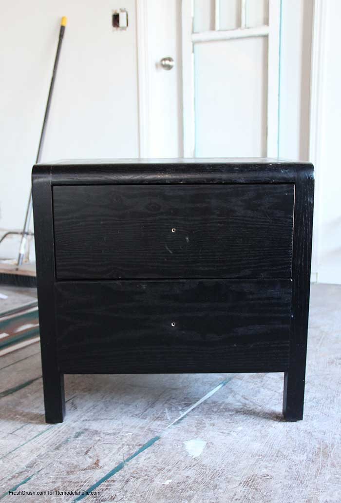 WOW! She turned this basic boring black nightstand into a striking rustic piece!