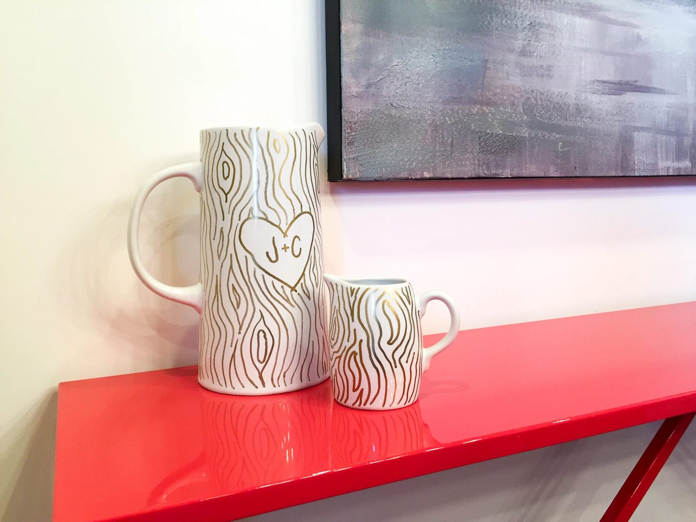 Handmade Valentine’s Day Decor: Faux Bois Pitcher with Carved Heart