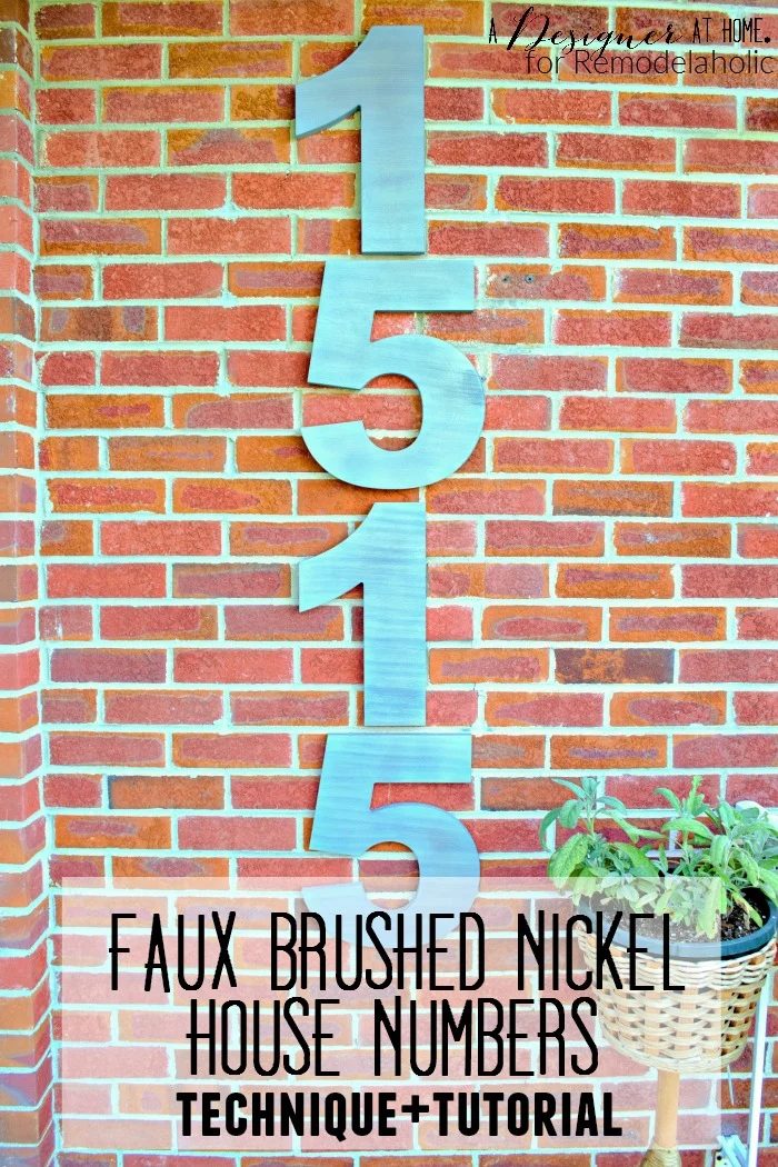 Give your home some curb appeal with extra large modern house numbers, in a Handmade faux brushed nickel finish. Made from inexpensive basic wood shapes!