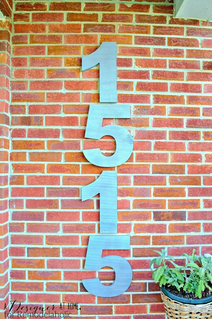 Extra large faux brushed nickel finish modern house numbers -- 14 inches tall!