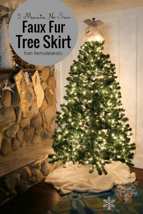 No Sew Faux Fur Christmas Tree Skirt from Bekob