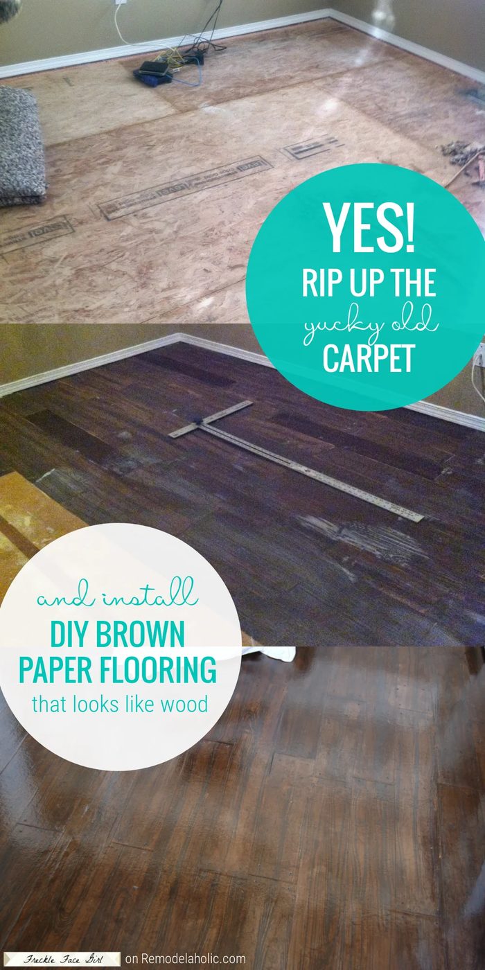 Replace Old Carpet With Handmade Faux Wood Flooring Make From Brown Paper Faux Wood Planks, Bekob