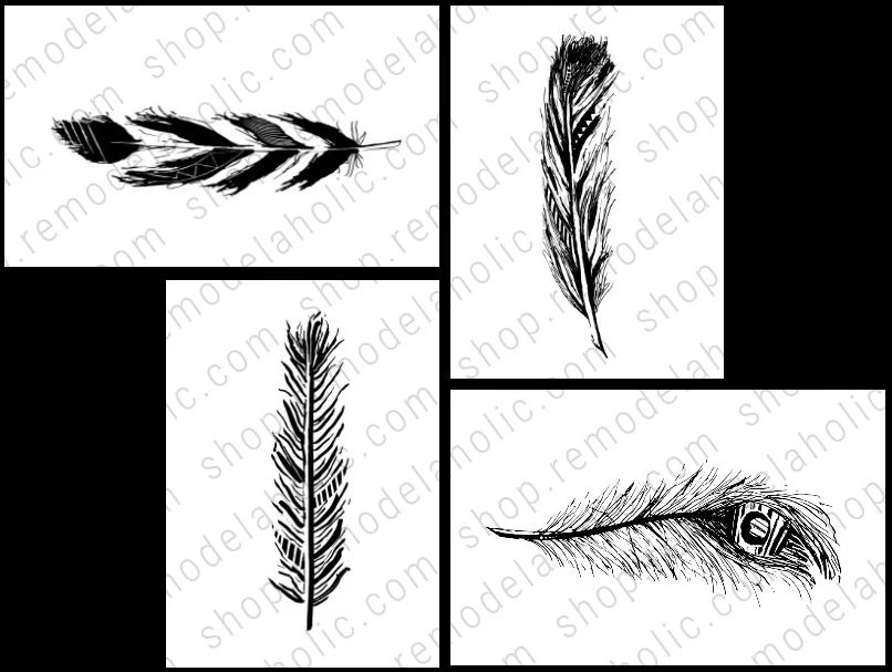 Feather Printable Art Set Star Layout Grid, Bekob