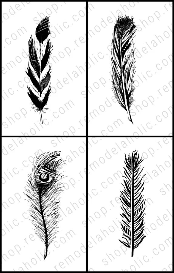 Feather Printable Art Set 4x, Bekob