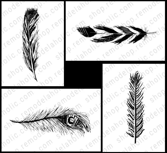 Feather Printable Art Set Of 4 Square Grid, Bekob