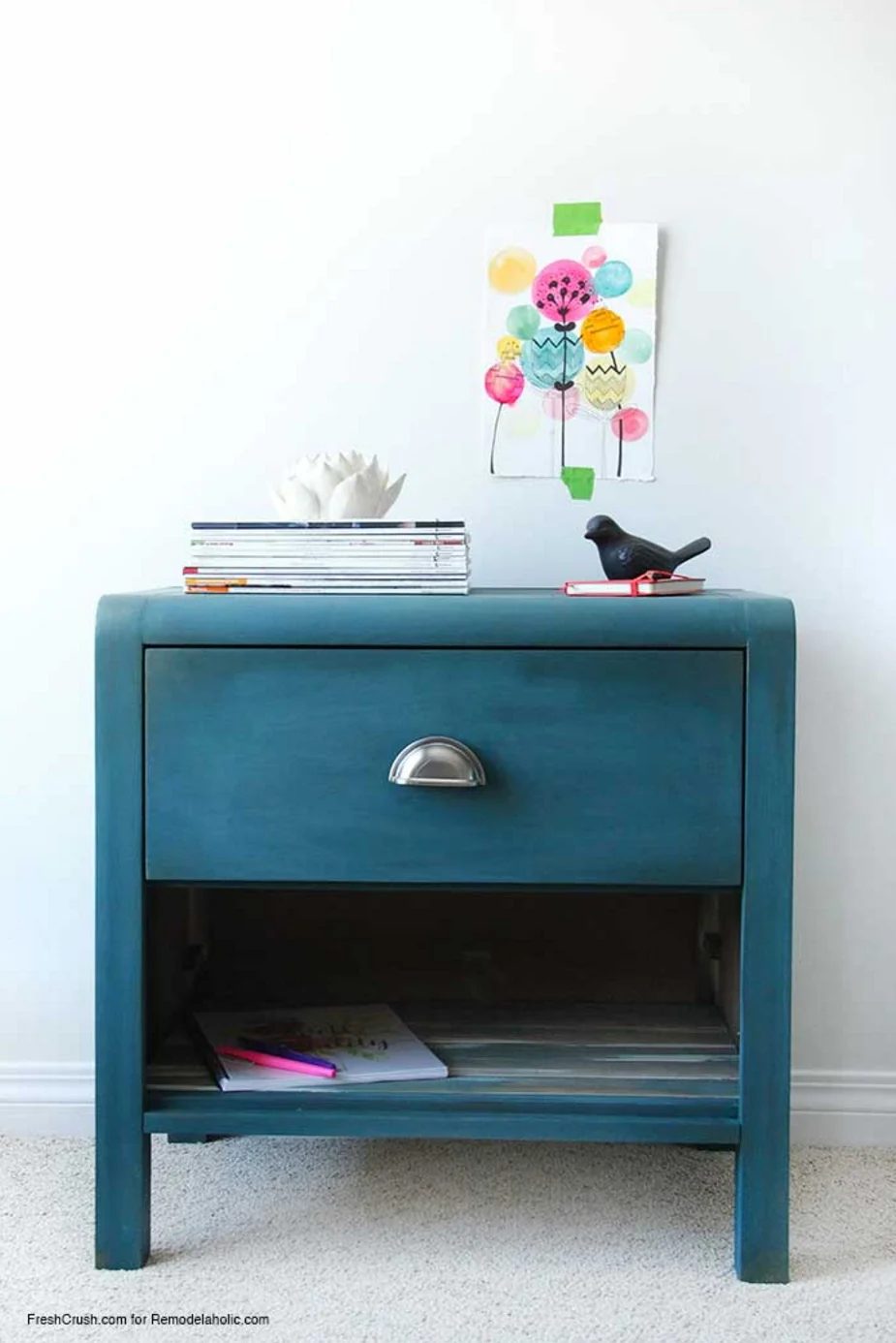 Faux Barn Board Nightstand Makeover