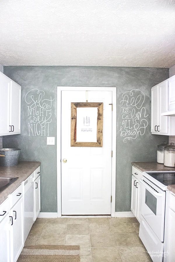 9 Chalkboard Wall In Rustic White Small Kitchen, By We Lived Happily Ever After Featured On @Bekob