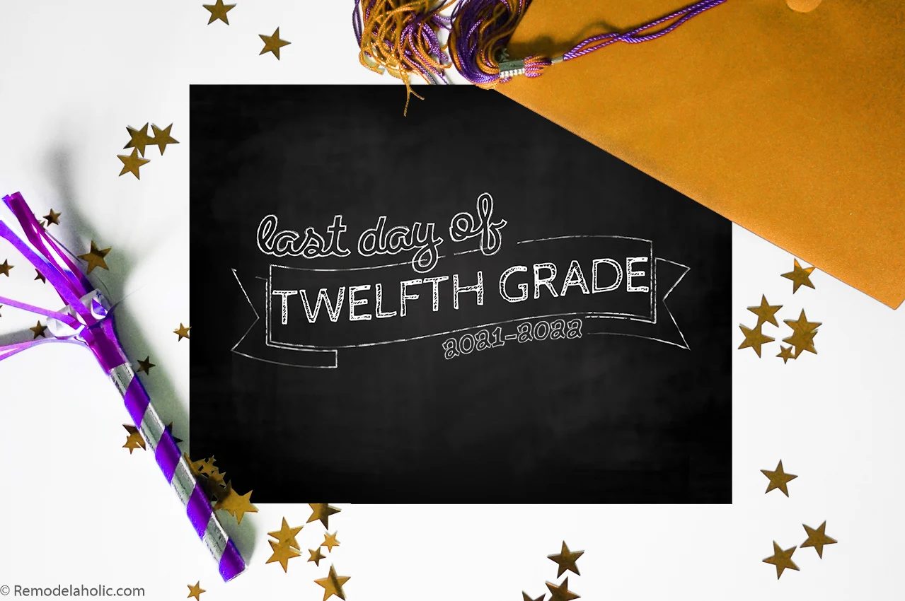 Farmhouse Chalkboard Last Day Of School Sign Printable, Bekob