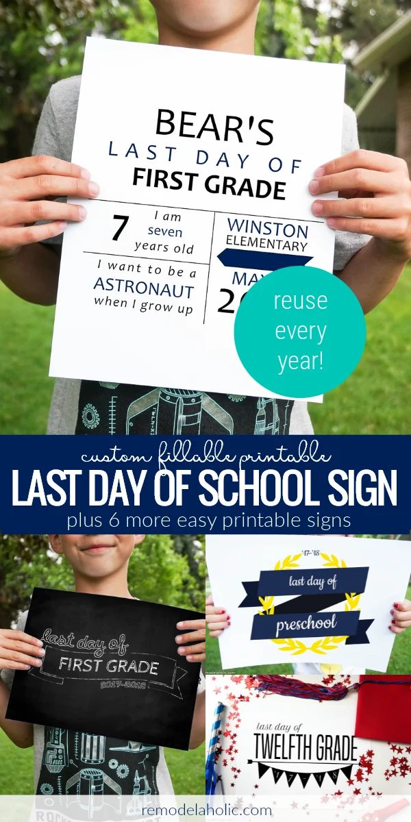 Infographic Custom Fillable First Day Of School Sign And Other Printable Signs, Bekob