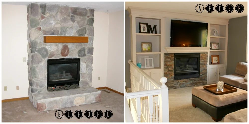 fireplace makeover before and after, construction2style on Bekob