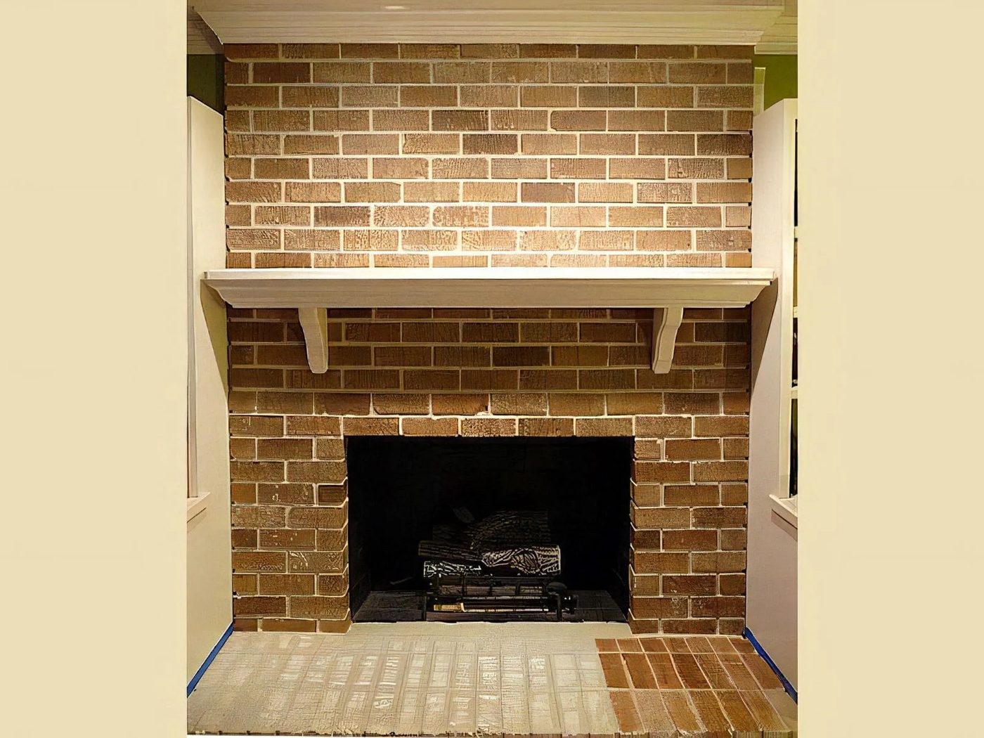 Painted Brick Fireplace Restoration 041810