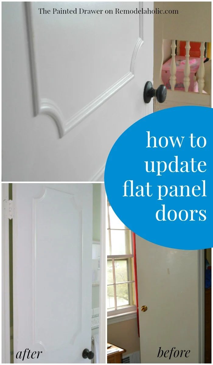 Plain flat door into a stylish paneled door -- pretty straightforward and inexpensive way to update a door!