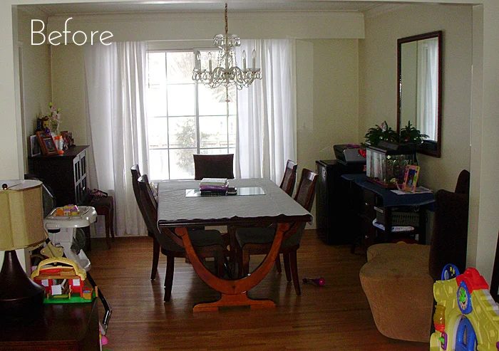 dining room before the modern floating sideboard