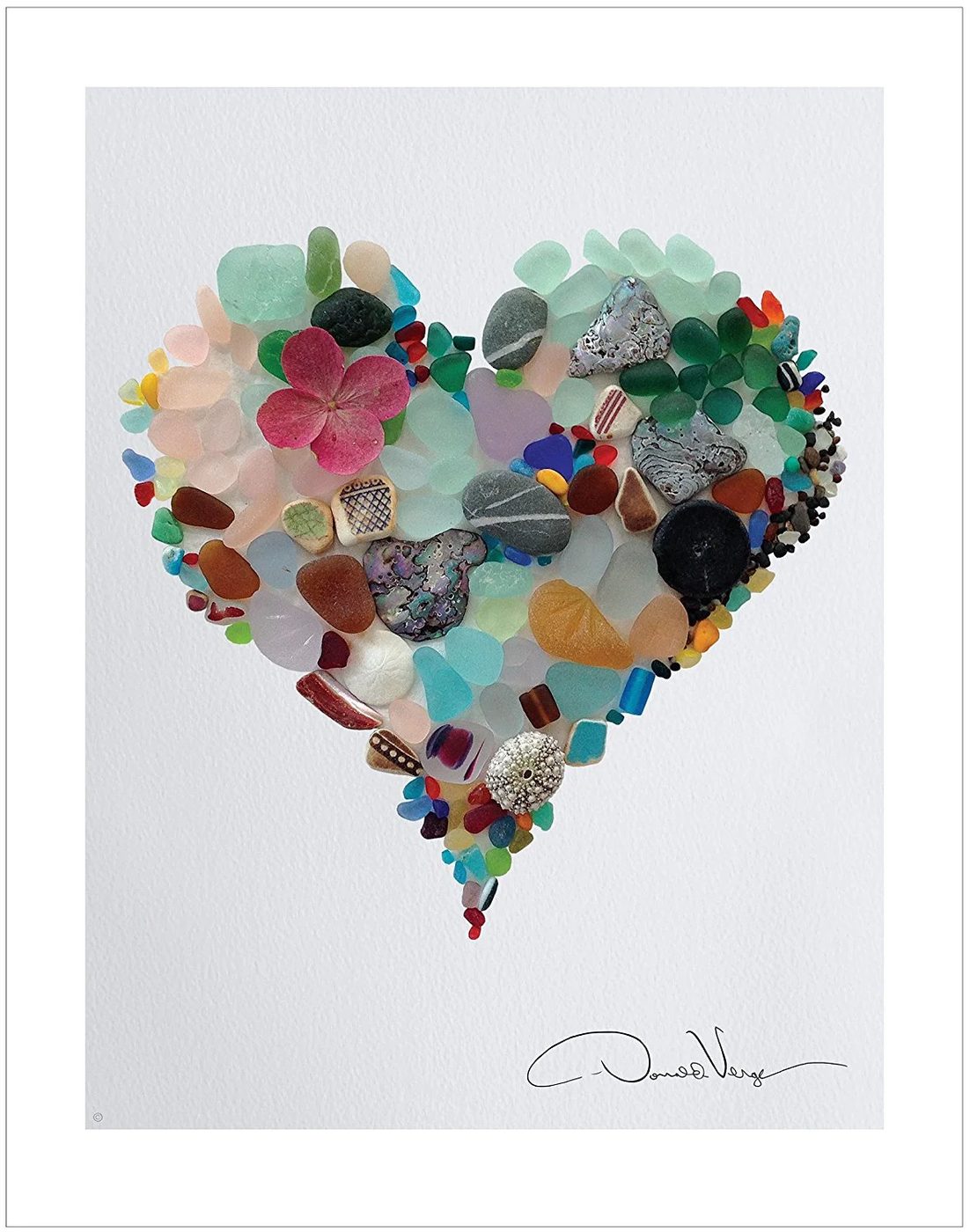 Non Traditional Valentine's Day Art Print, Seaglass Heart