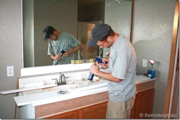 Framing a large bathroom mirror (13)