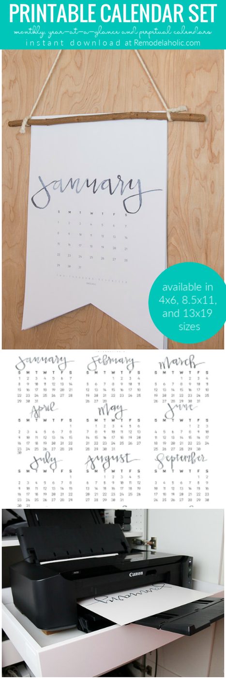 Print a LARGE wall calendar at home with our go-to minimalist black and white extra-large calendar printable -- or choose the updated watercolor version! walkthrough for a boutique
