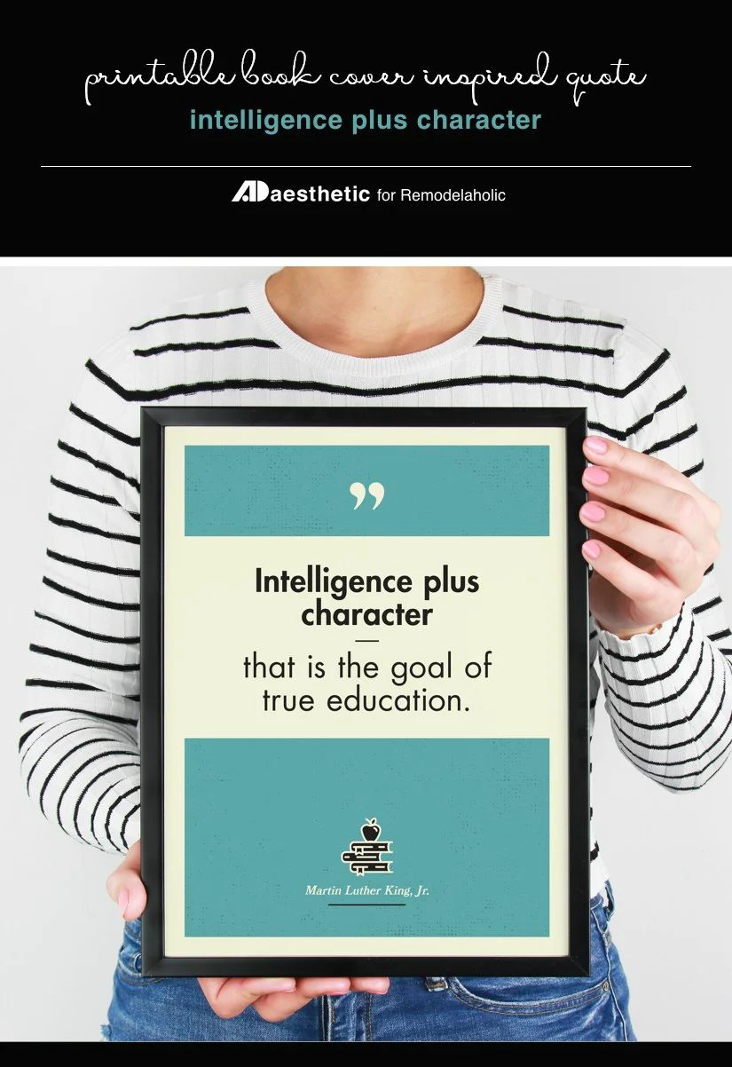 Printable Wall Art Quote, Intelligence Plus Character Is True Education, Quote Printable Martin Luther King Jr, 4 Colors, AD Aesthetic For Bekob
