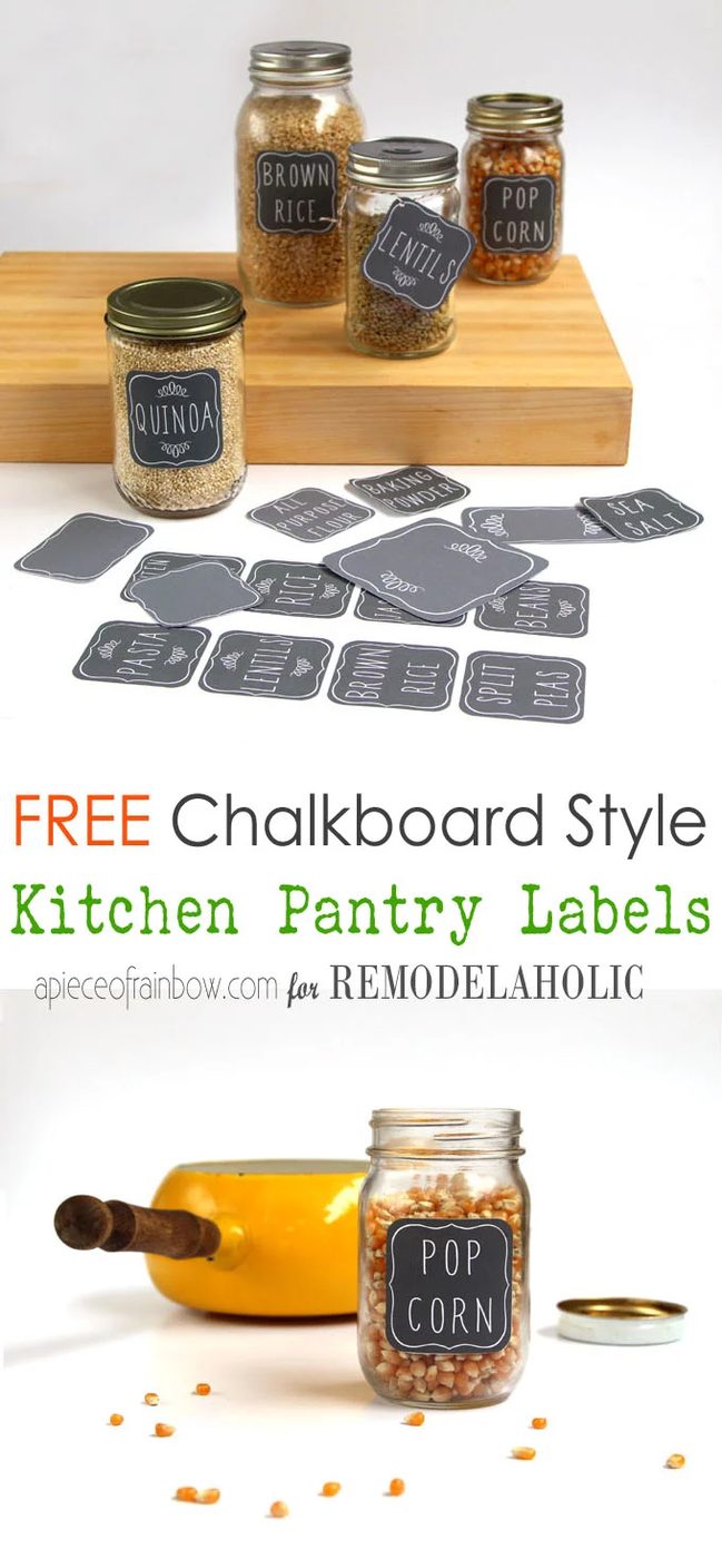 Over FIFTY free printable pantry labels to organize everything in your pantry (plus a few blank ones so you really can have matching labels on everything!) Get these cute chalkboar