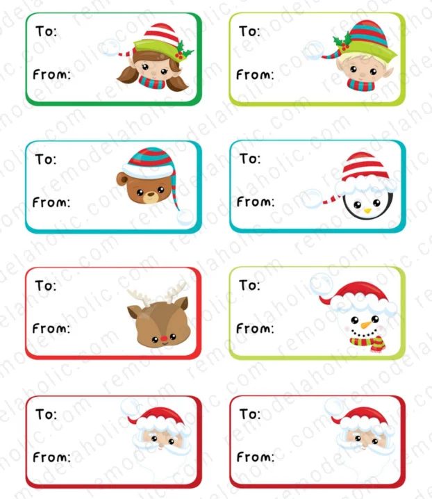Santa And North Pole Kawaii Free Printable Christmas Gift Tags, Bekob