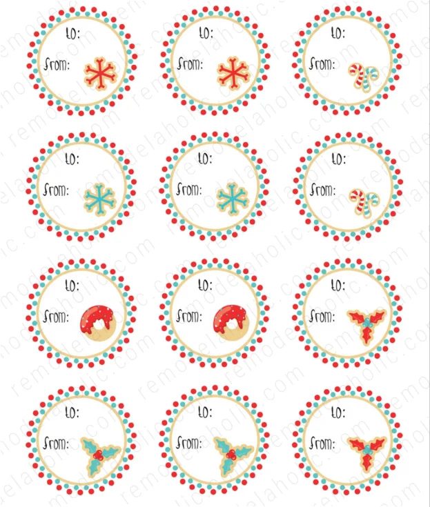 Sugar Cookie Circle Labels, Free Printable Christmas Tags PDF, Bekob