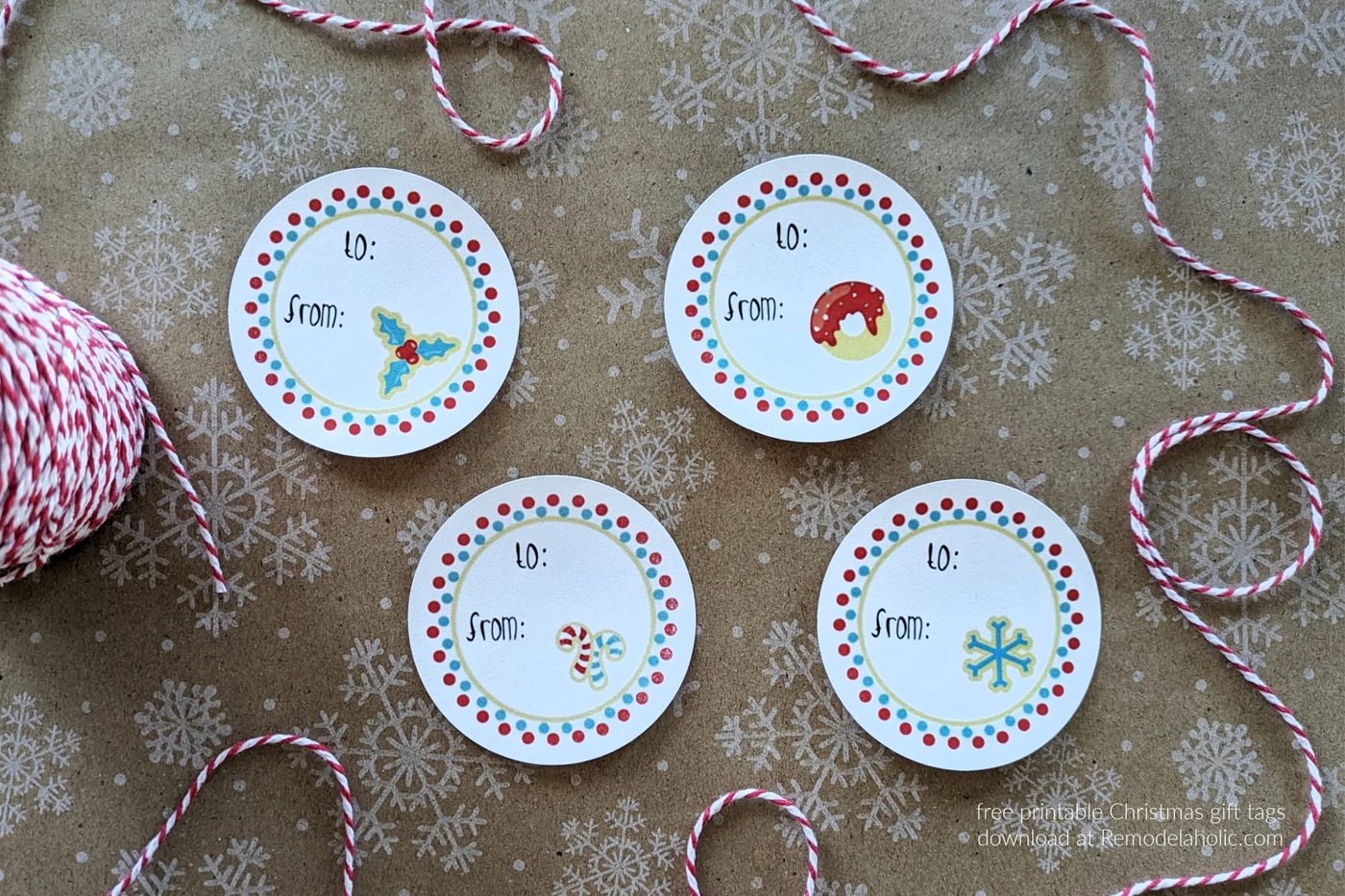Free Printable Christmas Gift Tags PDF, Circle Tags To Look Like Sugar Cookie Labels, Bekob