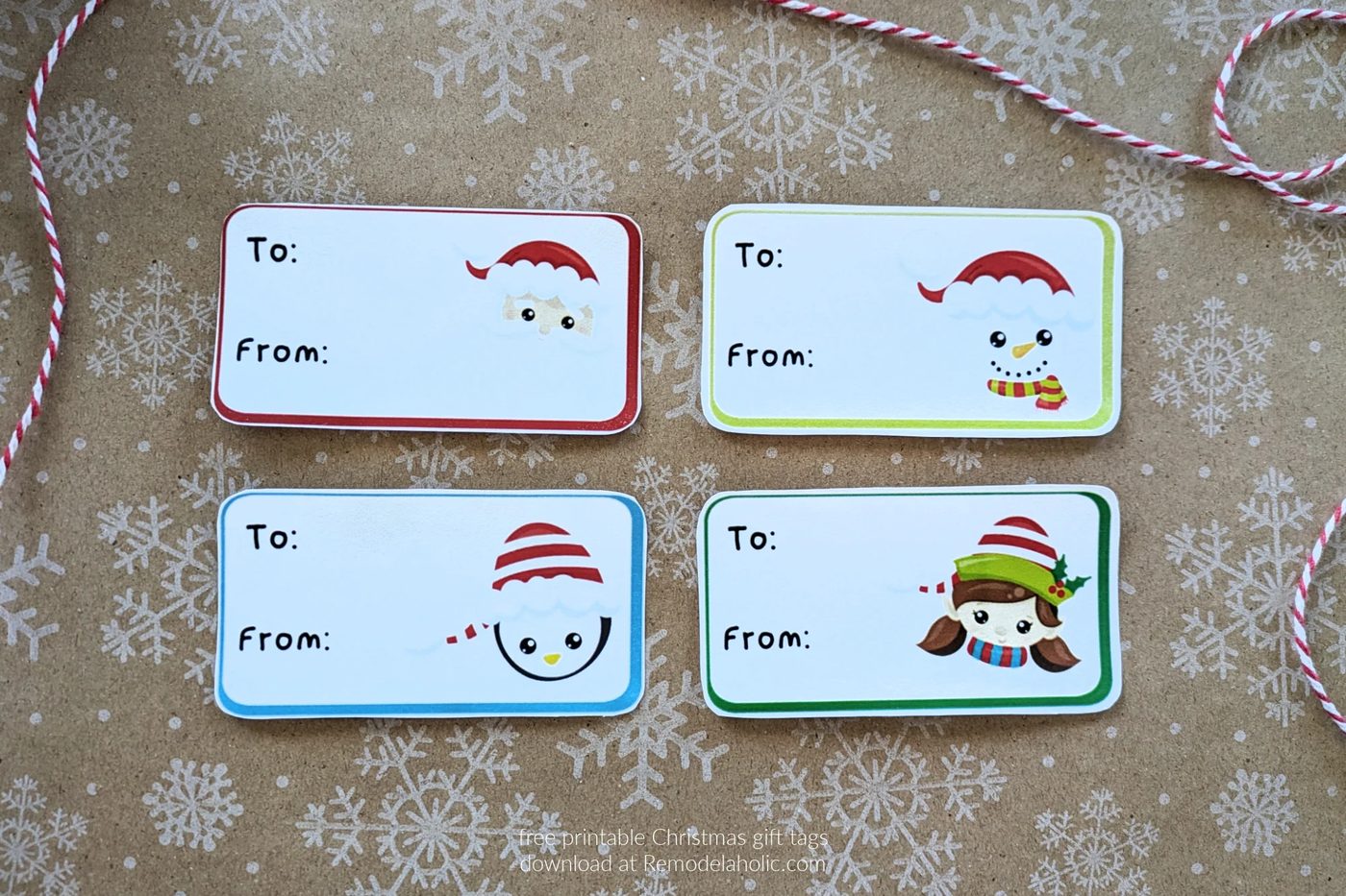 Free Printable Christmas Gift Tags, Santa And North Pole Character Kawaii Faces On Rectangle Labels, Bekob