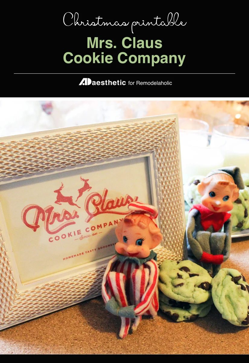 Printable Christmas Art Or Label, Mrs Claus Cookie Company, AD Aesthetic For Bekob