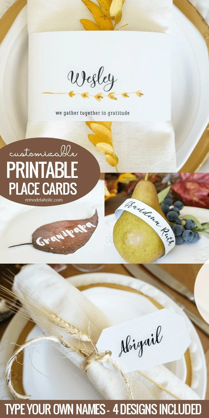 Thanksgiving Printable Place Cards For Custom Printed Name Cards #Bekob