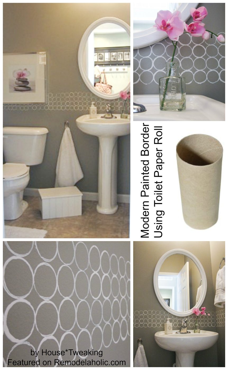 Modern Painted Border using Toilet Paper Roll stencil