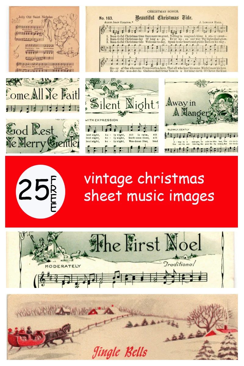 25 free vintage Christmas sheet music printables