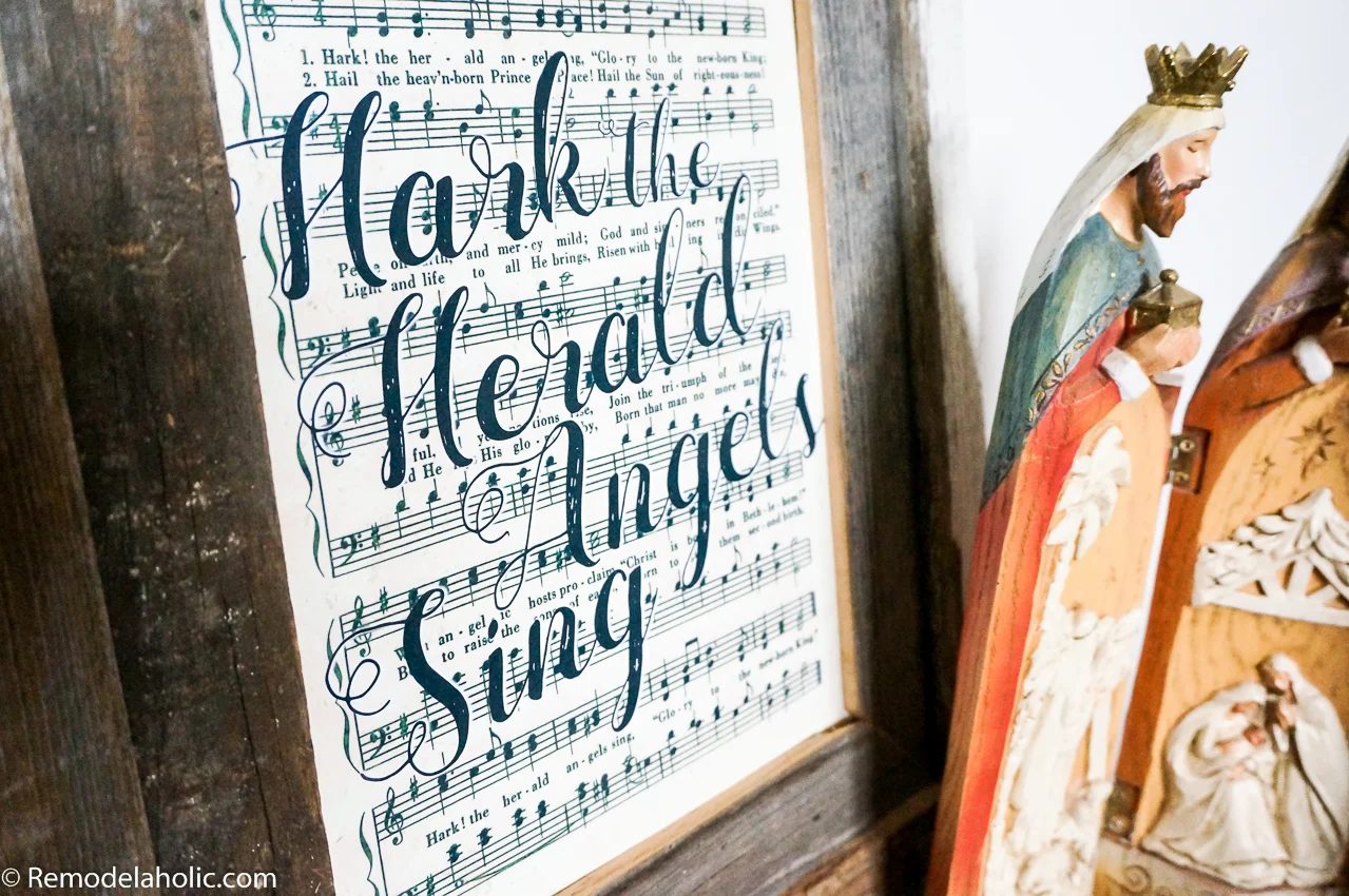 Printable Farmhouse Style Vintage Christmas Sheet Music, Handlettered Christmas Song Art #Bekob