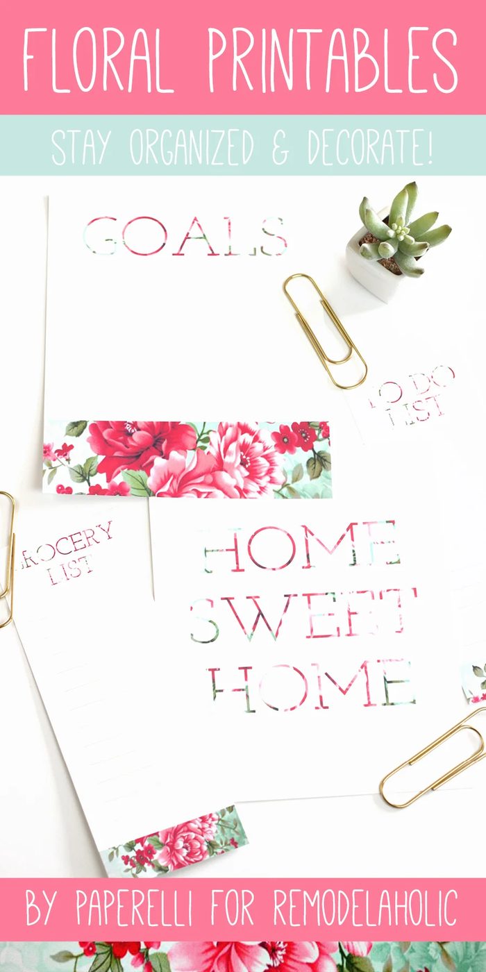 Floral Printables for @Bekob by Paperelli #todo #grocerylist #goals