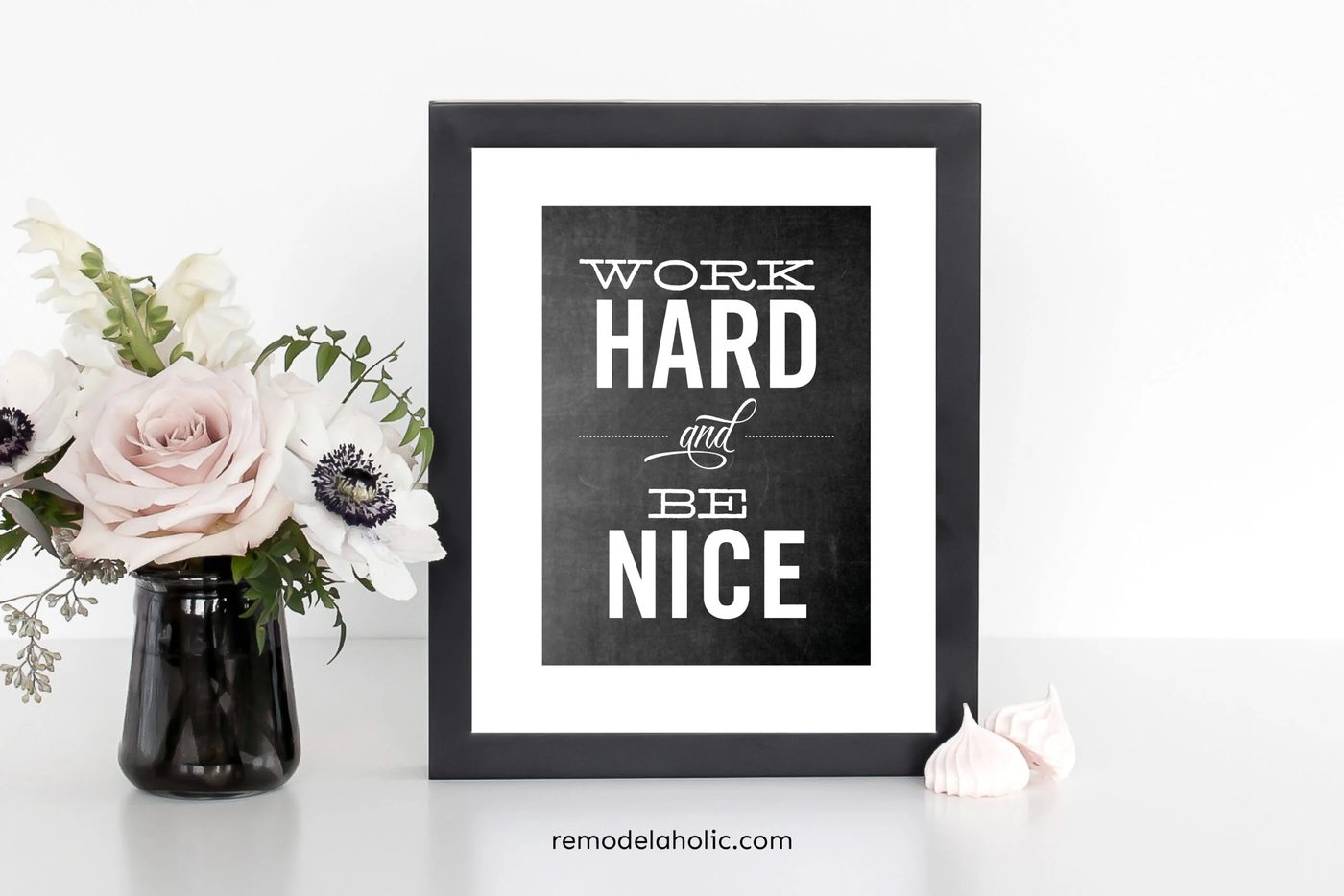 Free Kindness Art Printable Black And White Work Hard Be Nice Bekob