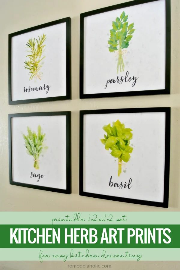 Printable Kitchen Herb Art Prints, Instant Download PDF Printable Kitchen Wall Art Set #Bekob