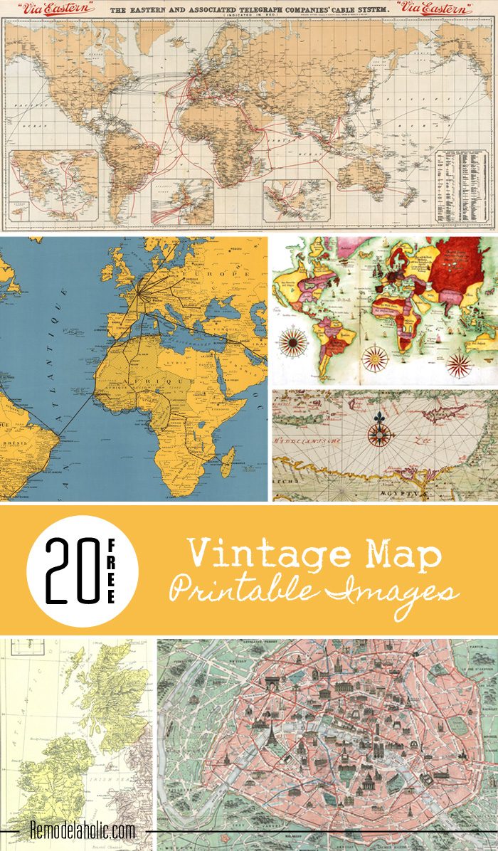 20 Free Vintage Map Printable Images | Bekob.com #art #printable #maps