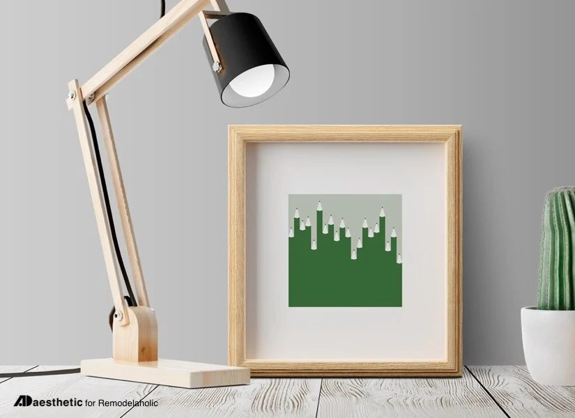 Green Pencils Abstract Wall Art Printable, AD Aesthetic For Bekob
