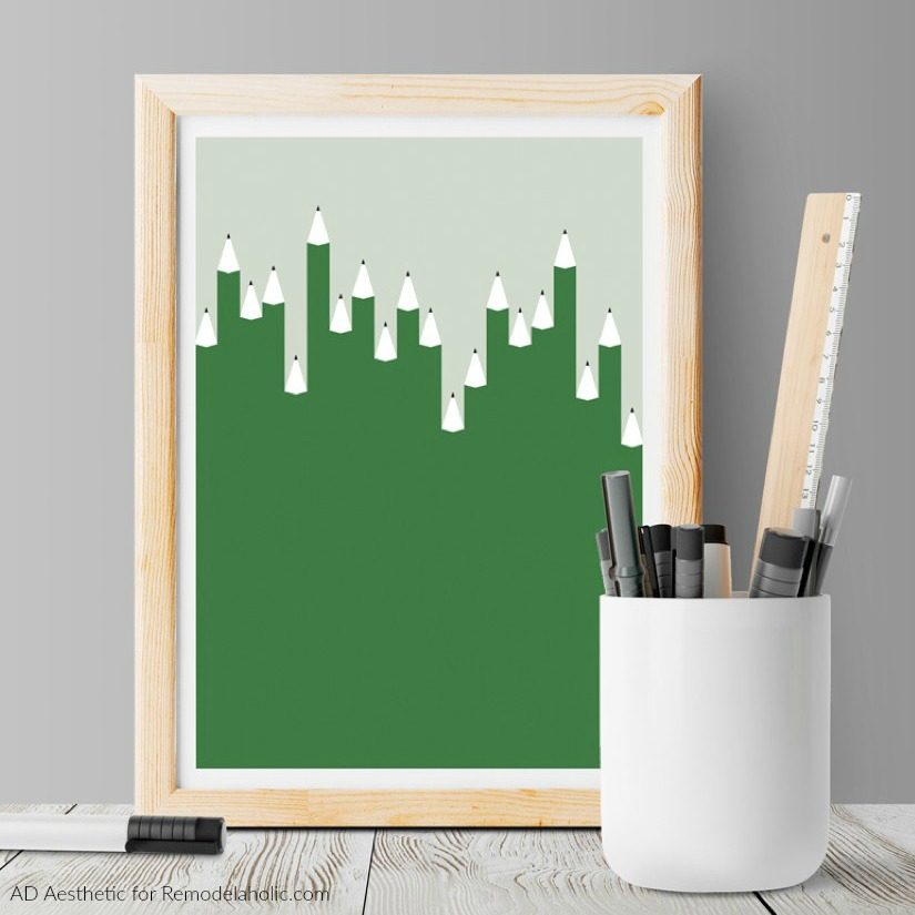 Printable Abstract Wall Art Green Pencils Art Printable, AD Aesthetic For Bekob