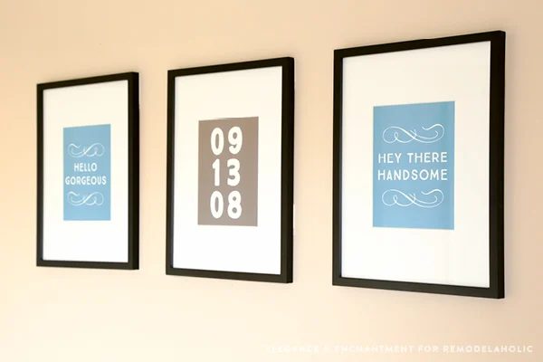 His and Hers master bedroom art printables with custom anniversary date art #Bekob