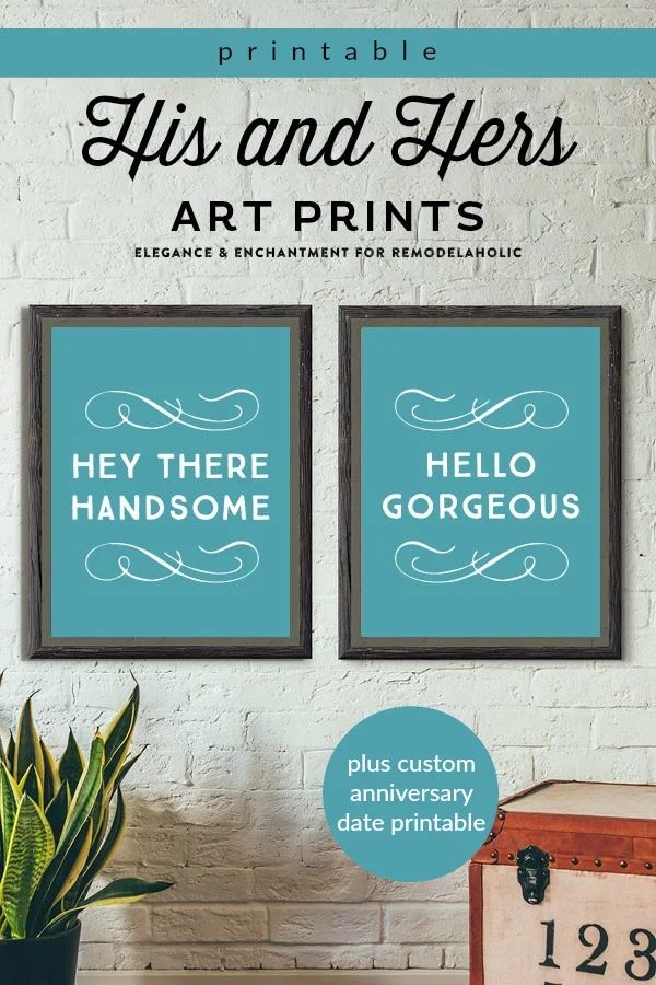 His And Hers Art Prints Plus Custom Anniversary Date Printable #Bekob